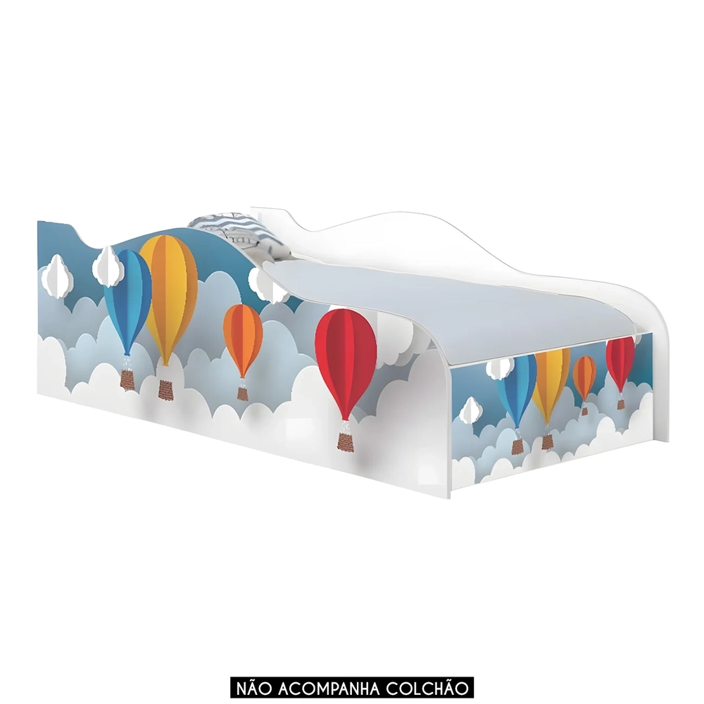 Cama Solteiro Infantil Baixa Para Colchão 188x88cm Balões K06 - Mpozenato