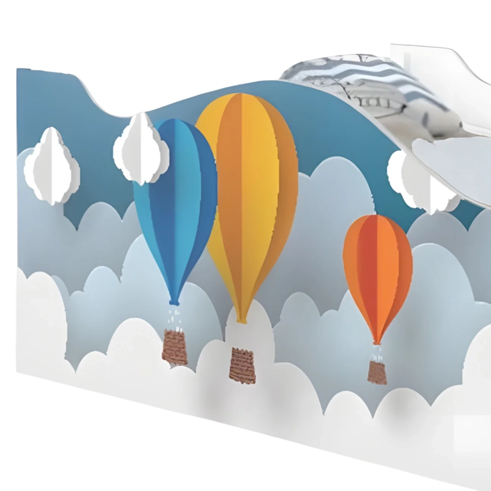 Cama Solteiro Infantil Baixa Para Colchão 188x88cm Balões K06 - Mpozenato