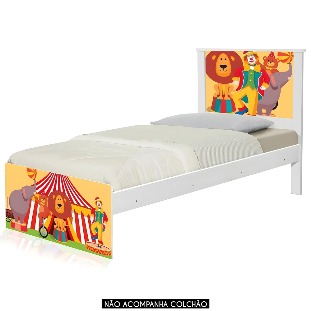 Cama Solteiro Infantil Para Colchão 188x88cm Circo K06 - Mpozenato