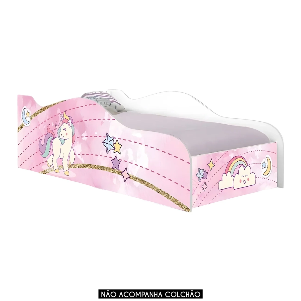Cama Solteiro Infantil Baixa Para Colchão 188x88cm Unicórnio K06 - Mpozenato