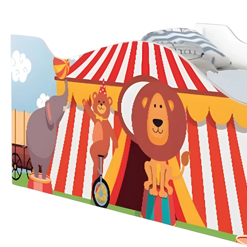 Cama Solteiro Infantil Baixa Para Colchão 188x88cm Circo K06 - Mpozenato