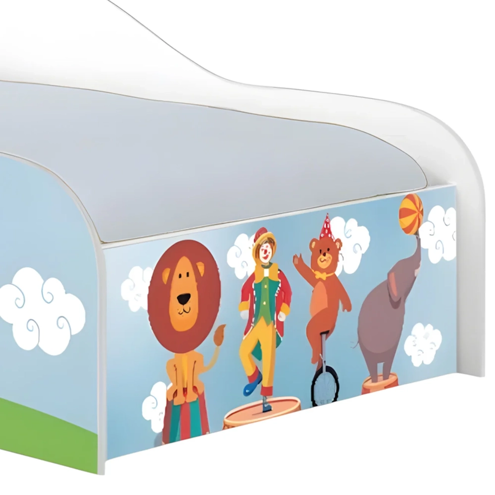 Cama Solteiro Infantil Baixa Para Colchão 188x88cm Circo K06 - Mpozenato