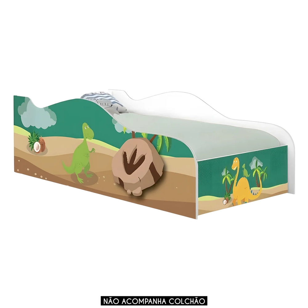 Cama Solteiro Infantil Baixa Para Colchão 188x88cm Dinossauro K06 - Mpozenato