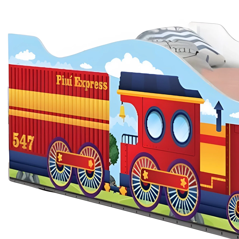 Cama Solteiro Infantil Baixa Para Colchão 188x88cm Trenzinho K06 - Mpozenato