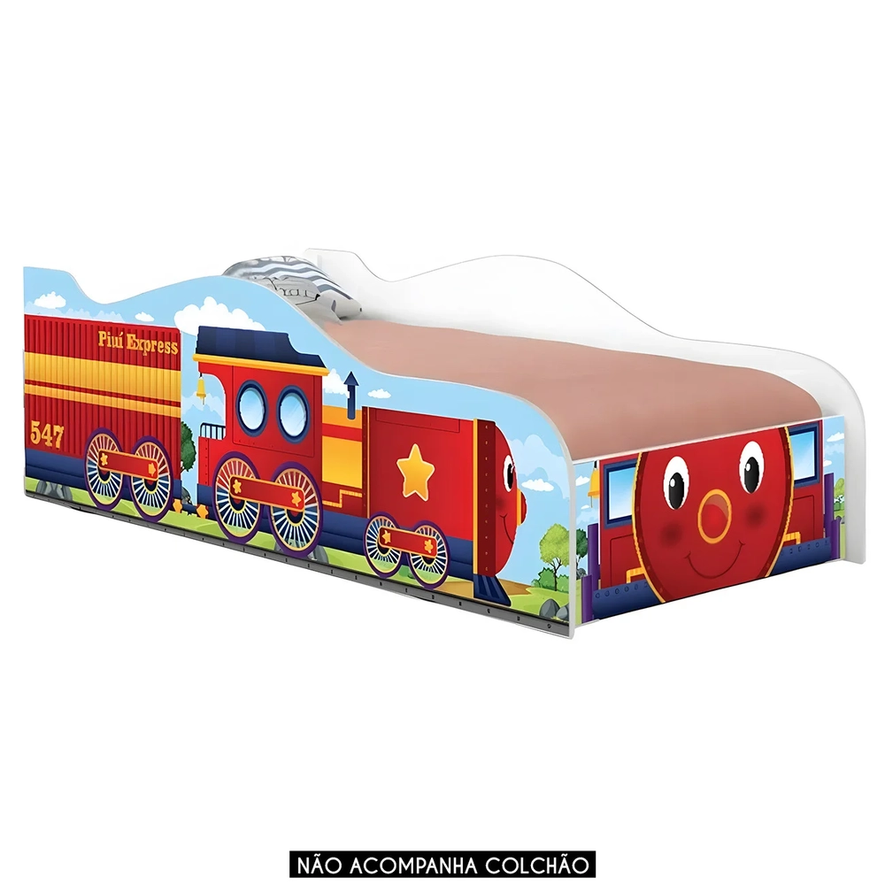 Cama Solteiro Infantil Baixa Para Colchão 188x88cm Trenzinho K06 - Mpozenato
