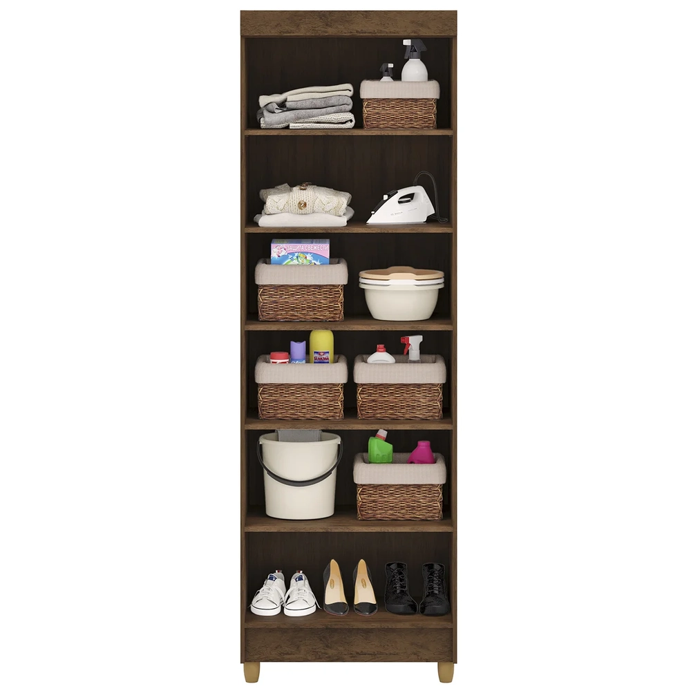 Armário Multiuso 60cm Com 2 Portas Aline Imbuia/Champanhe V02 - Mpozenato