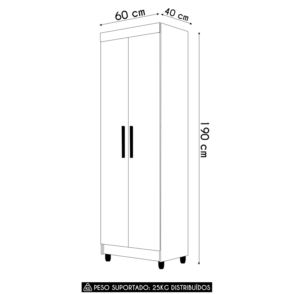 Armário Multiuso 60cm Com 2 Portas Aline Imbuia/Champanhe V02 - Mpozenato