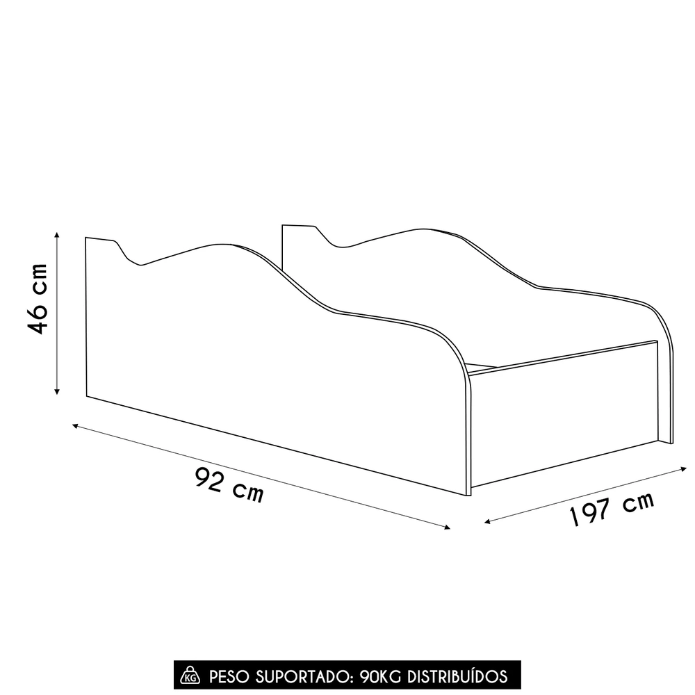 Cama Solteiro Infantil Baixa Para Colchão 188x88cm Nuvens K06 - Mpozenato