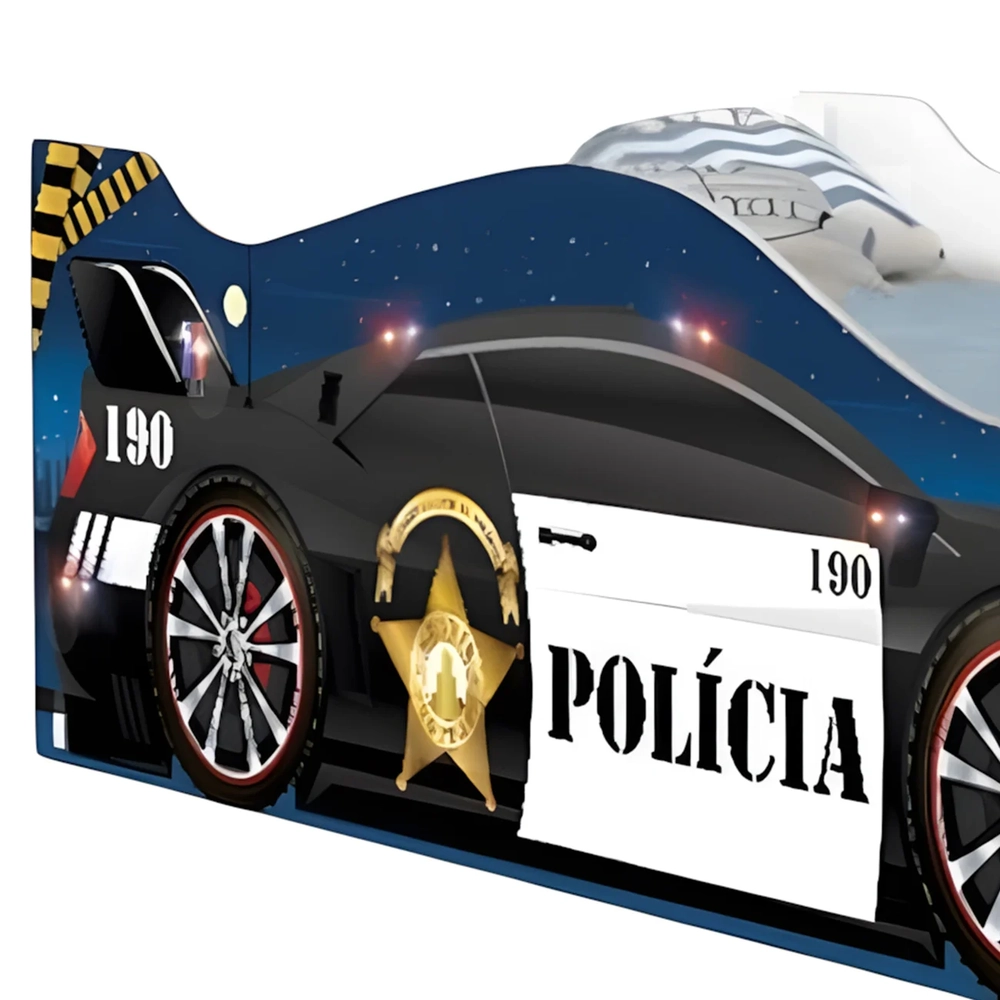 Cama Solteiro Infantil Baixa Para Colchão 188x88cm Policial K06 - Mpozenato