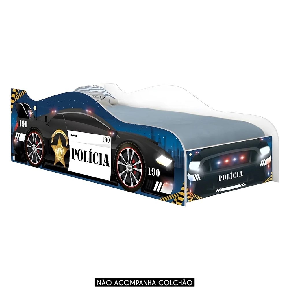 Cama Solteiro Infantil Baixa Para Colchão 188x88cm Policial K06 - Mpozenato