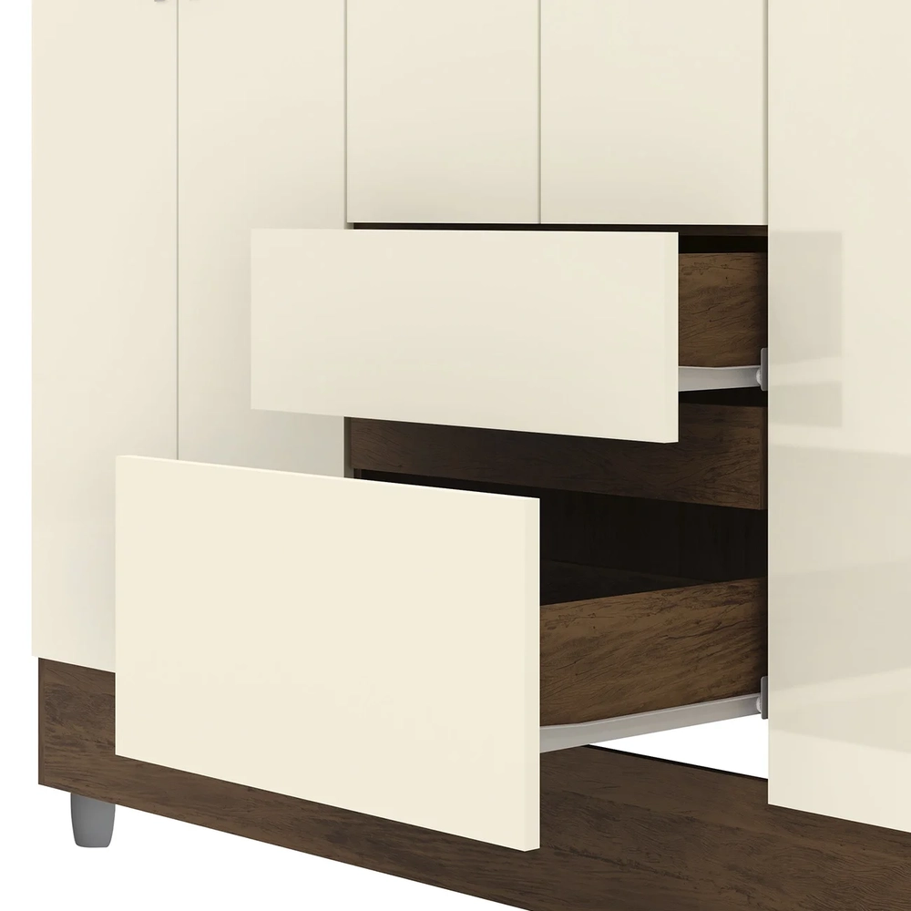 Guarda Roupa Solteiro 154cm Com 6 Portas Mayra Imbuia/Champanhe V02 - Mpozenato
