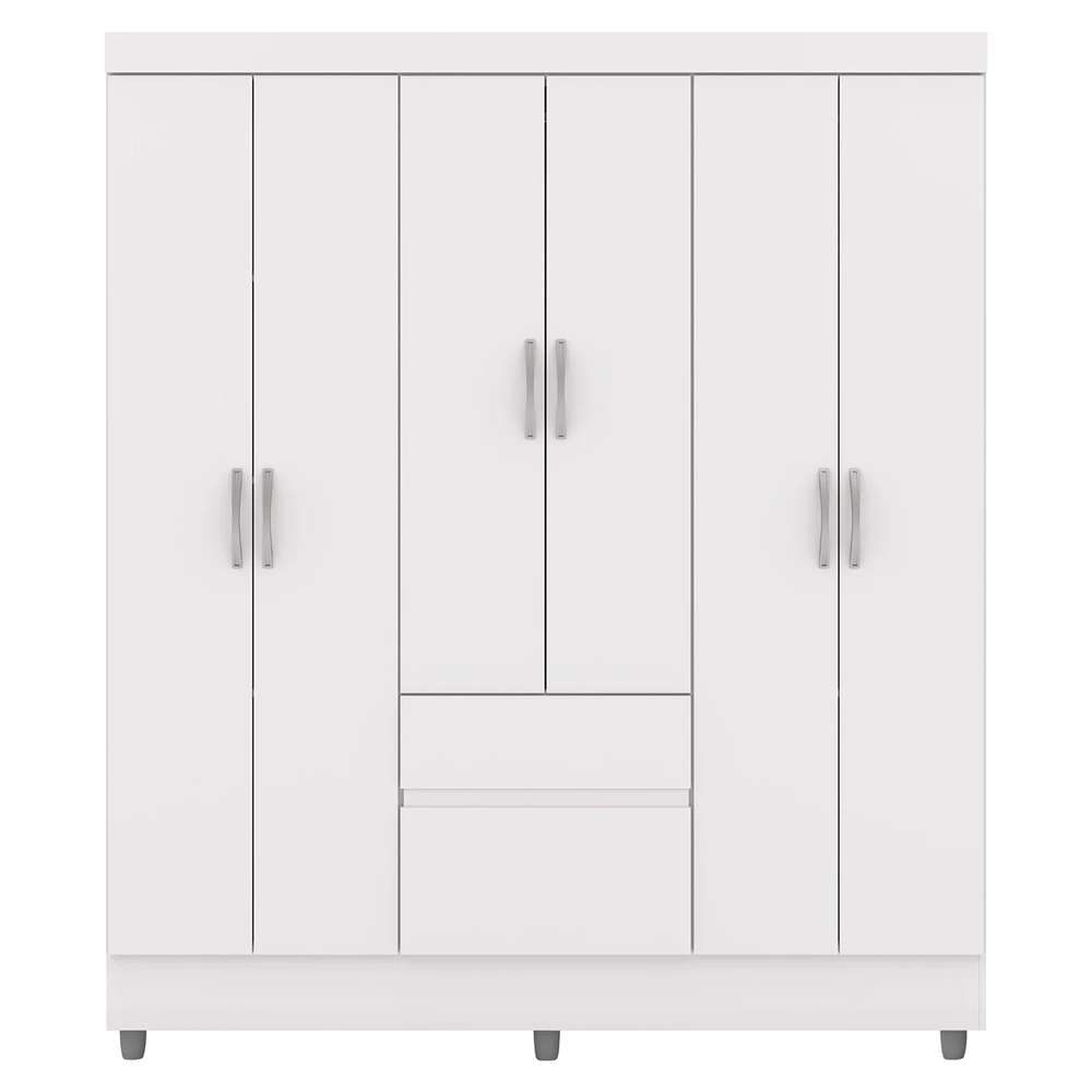 Guarda Roupa Solteiro 154cm Com 6 Portas Mayra Branco Flex V02 - Mpozenato