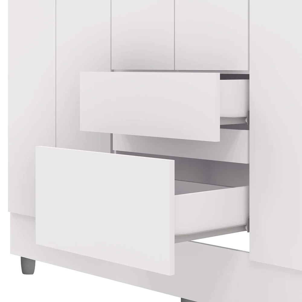 Guarda Roupa Solteiro 154cm Com 6 Portas Mayra Branco Flex V02 - Mpozenato