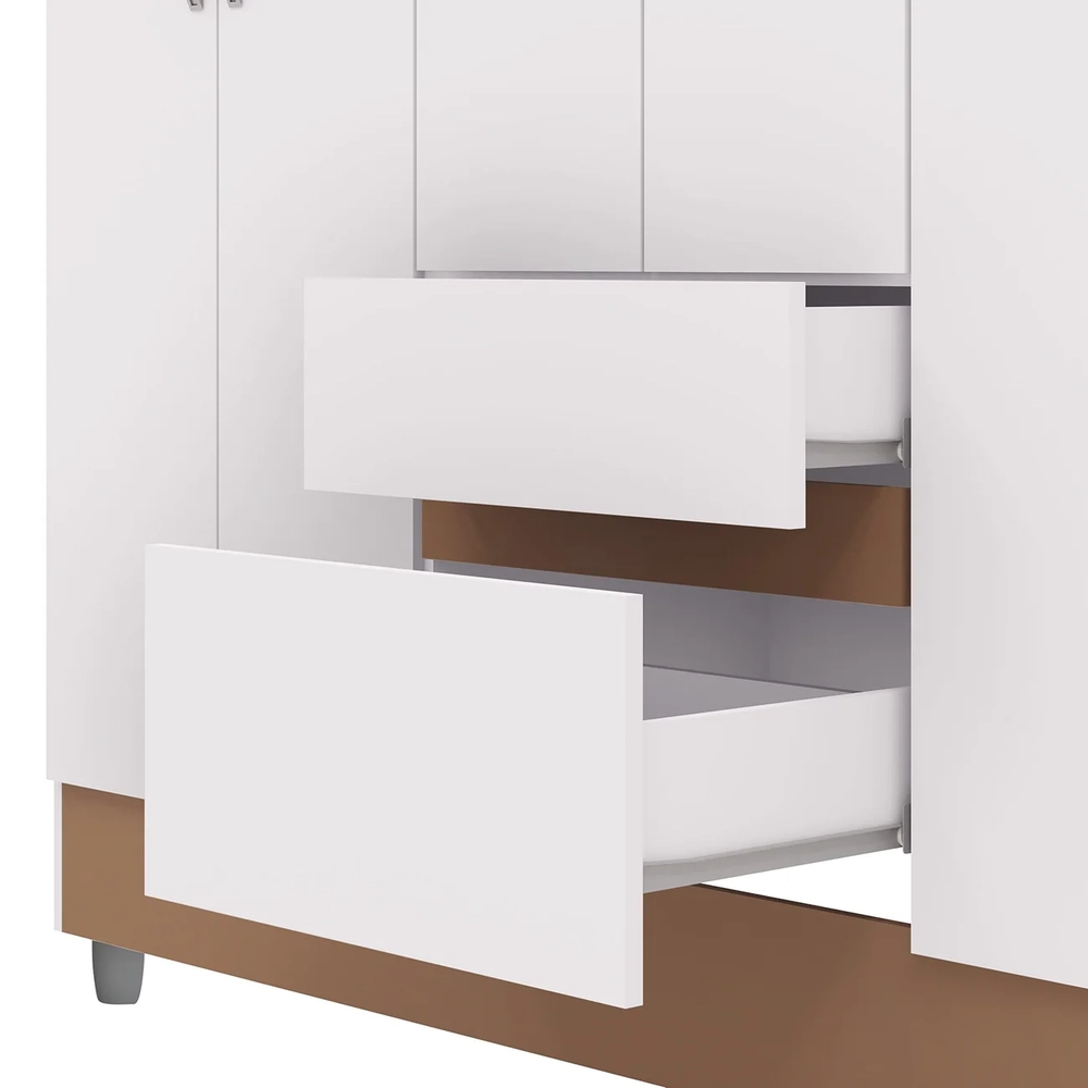 Guarda Roupa Solteiro 154cm Com 6 Portas Mayra Branco Flex V02 - Mpozenato