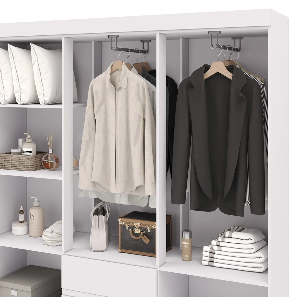 Guarda Roupa Solteiro 154cm Com 6 Portas Mayra Branco Flex V02 - Mpozenato