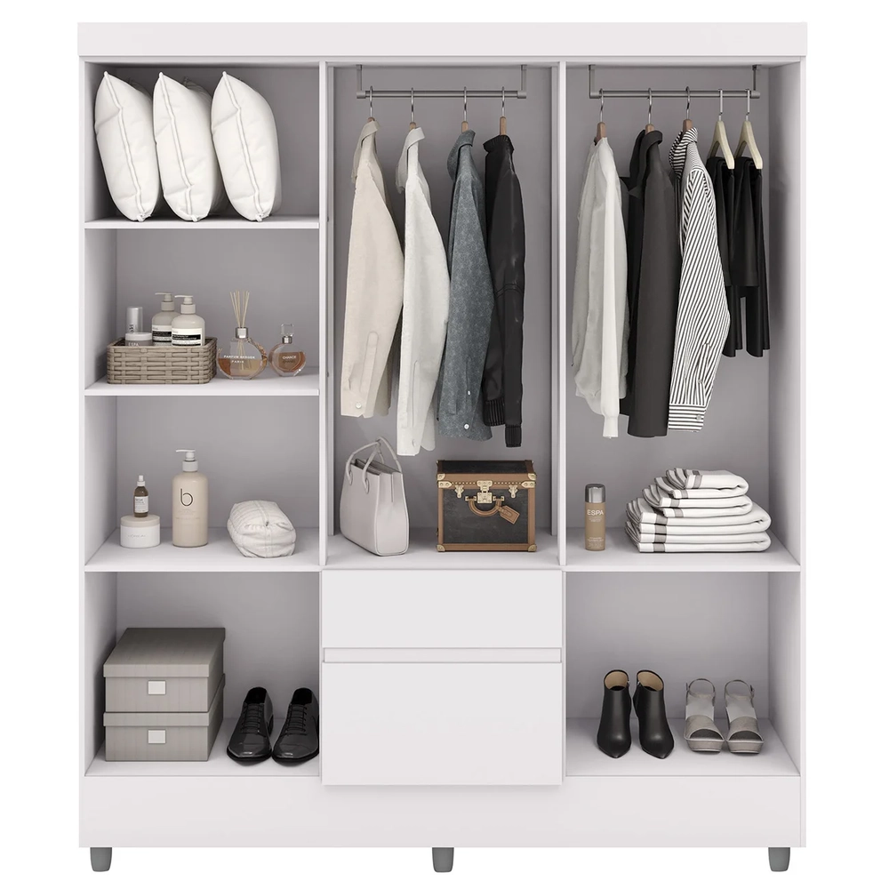 Guarda Roupa Solteiro 154cm Com 6 Portas Mayra Branco Flex V02 - Mpozenato