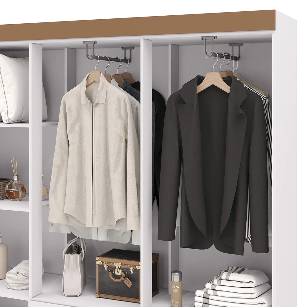 Guarda Roupa Solteiro 154cm Com 6 Portas Mayra Branco Flex V02 - Mpozenato