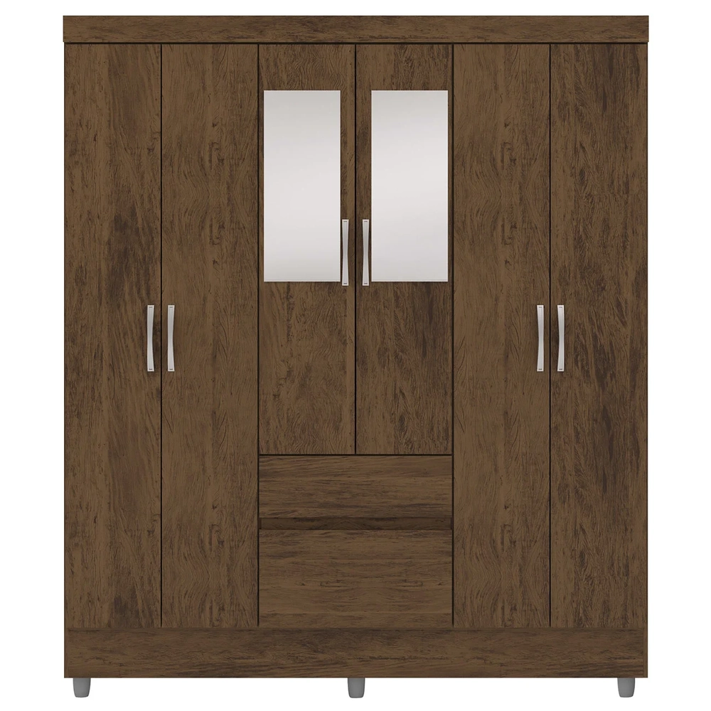 Guarda Roupa Solteiro 154cm Com Espelho Mayra Imbuia V02 - Mpozenato