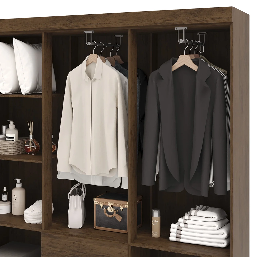 Guarda Roupa Solteiro 154cm Com Espelho Mayra Imbuia V02 - Mpozenato