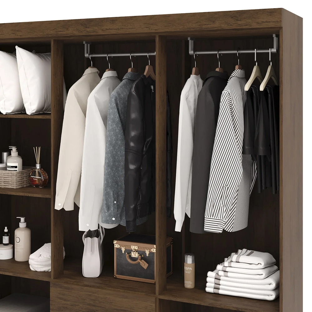 Guarda Roupa Solteiro 154cm Com Espelho Mayra Imbuia V02 - Mpozenato