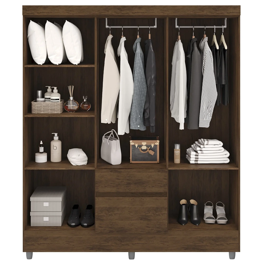 Guarda Roupa Solteiro 154cm Com 6 Portas Mayra Imbuia V02 - Mpozenato