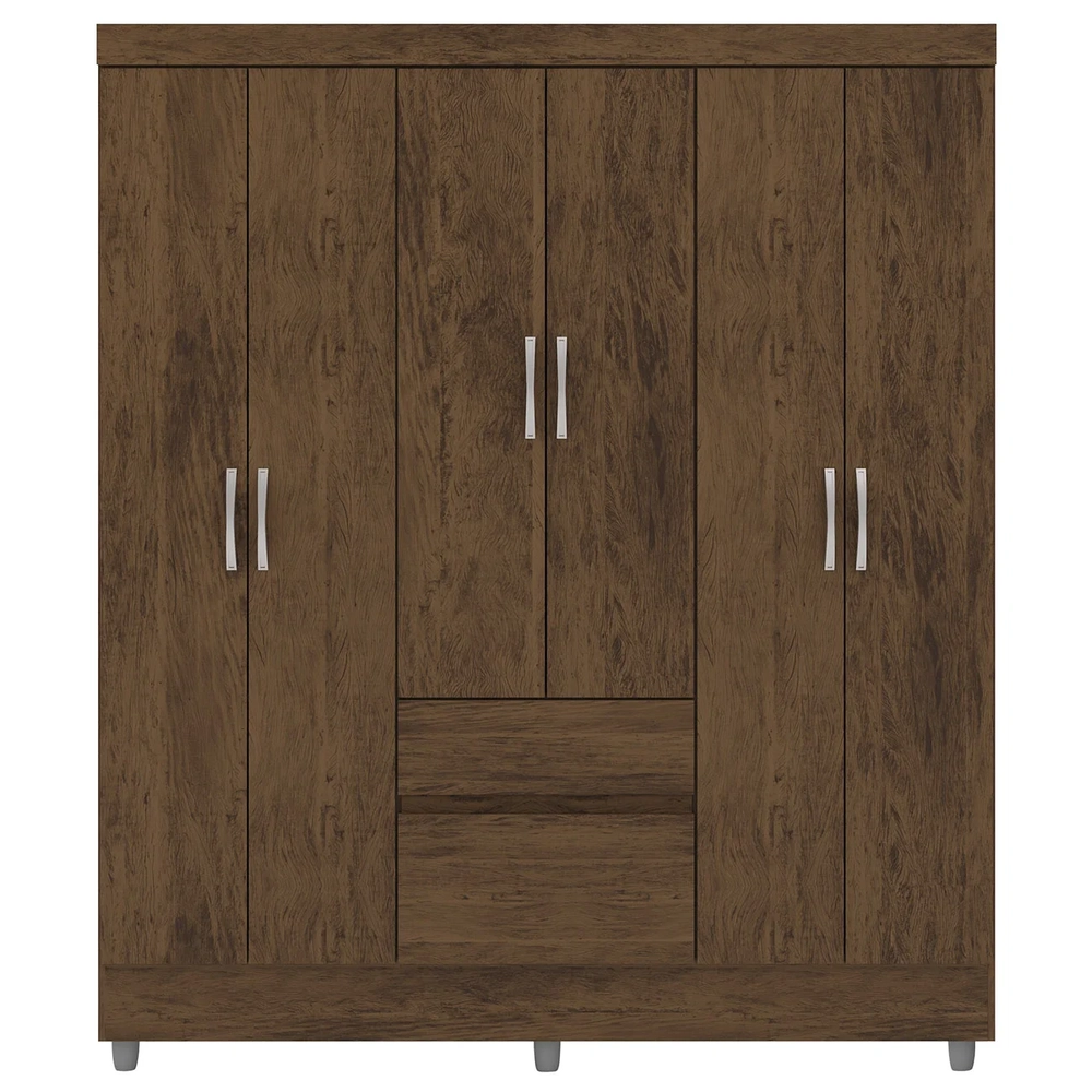 Guarda Roupa Solteiro 154cm Com 6 Portas Mayra Imbuia V02 - Mpozenato