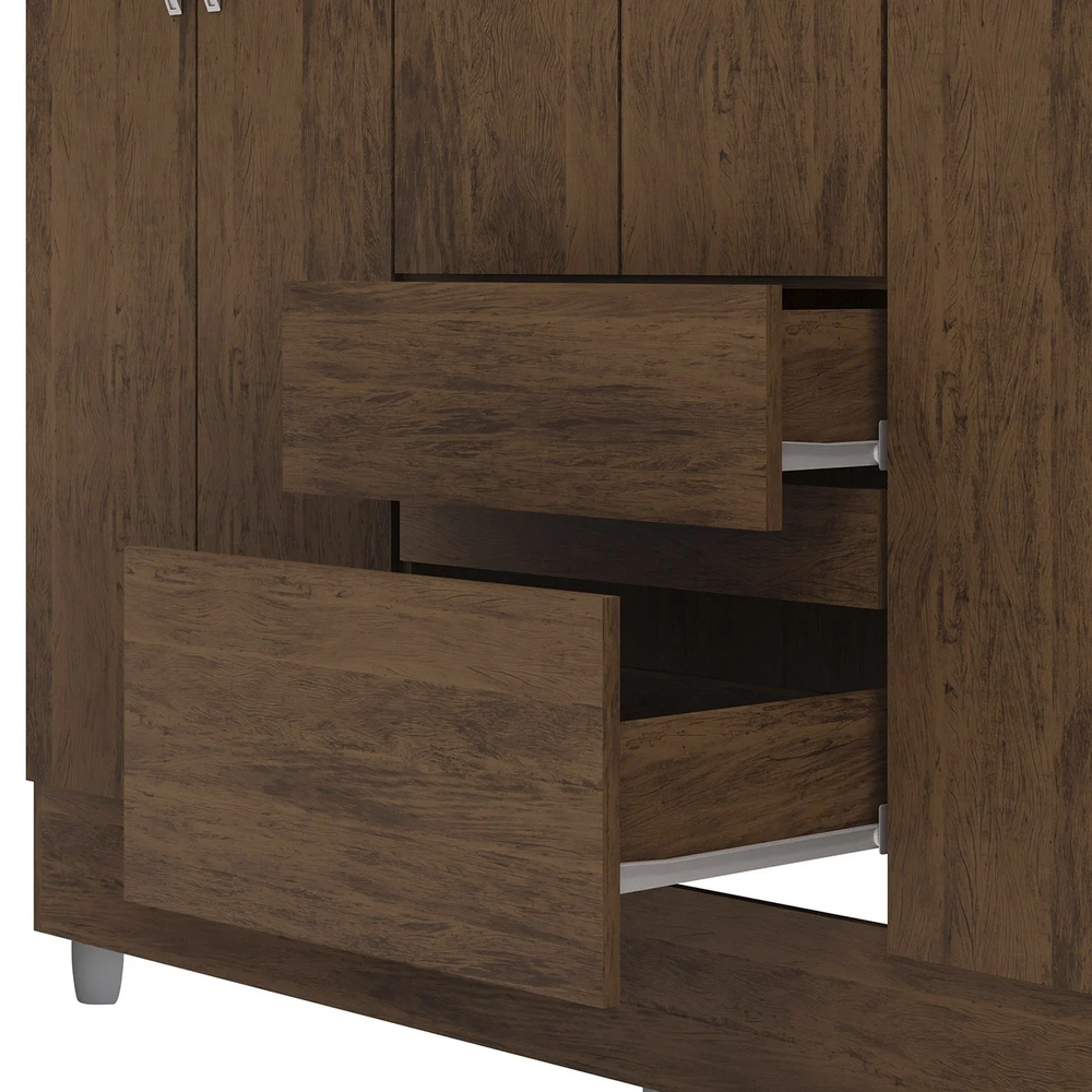 Guarda Roupa Solteiro 154cm Com 6 Portas Mayra Imbuia V02 - Mpozenato