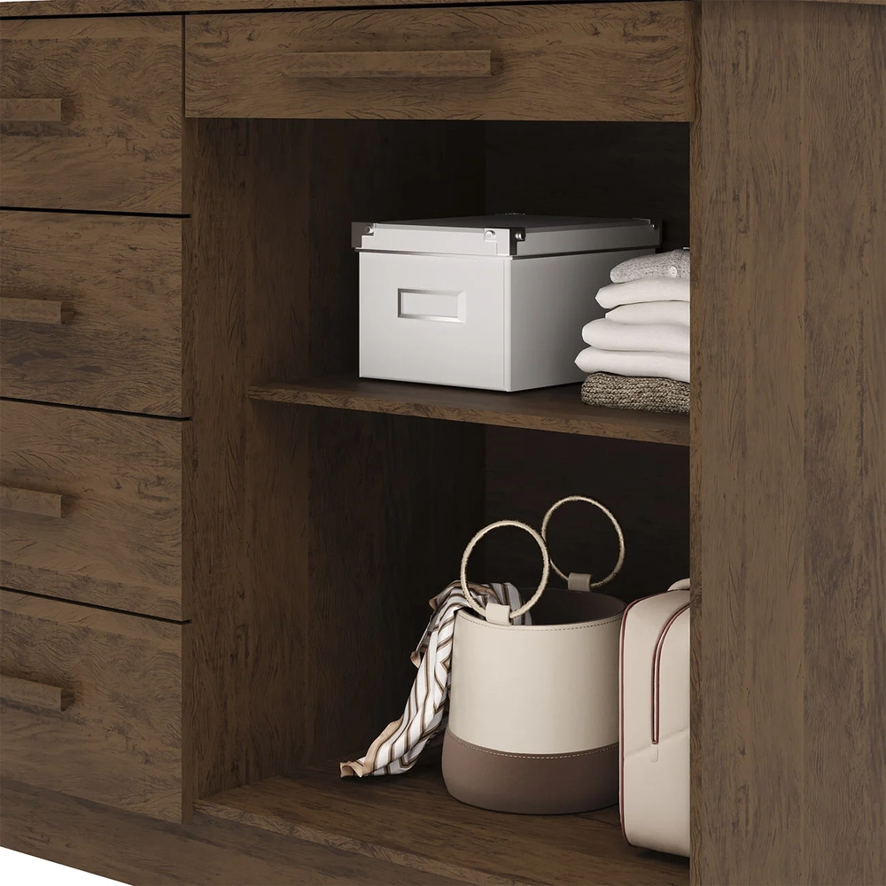 Cômoda Quarto Sapateira 2 Portas 4 Gavetas Lírio Imbuia V02 - Mpozenato