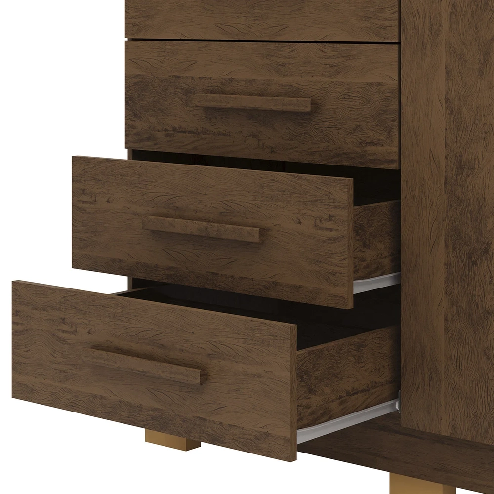 Cômoda Quarto Sapateira 2 Portas 4 Gavetas Lírio Imbuia V02 - Mpozenato