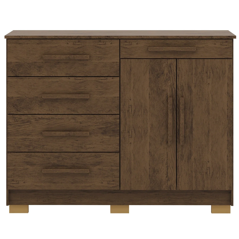 Cômoda Quarto Sapateira 2 Portas 4 Gavetas Lírio Imbuia V02 - Mpozenato