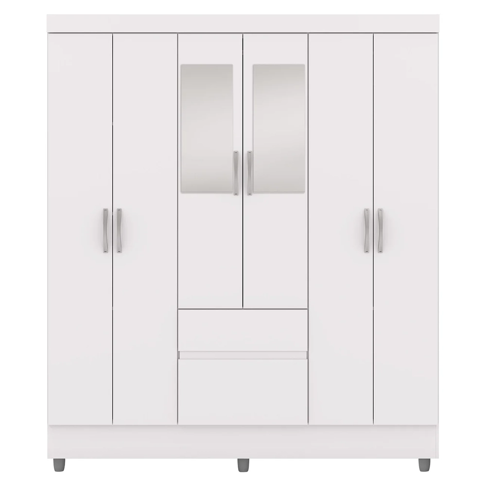 Guarda Roupa Solteiro 154cm Com Espelho Mayra Branco Flex V02 - Mpozenato