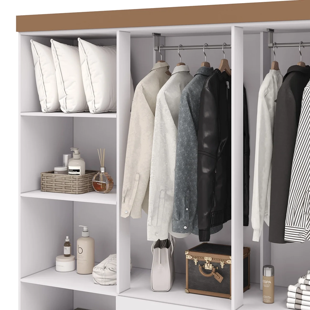 Guarda Roupa Solteiro 154cm Com Espelho Mayra Branco Flex V02 - Mpozenato