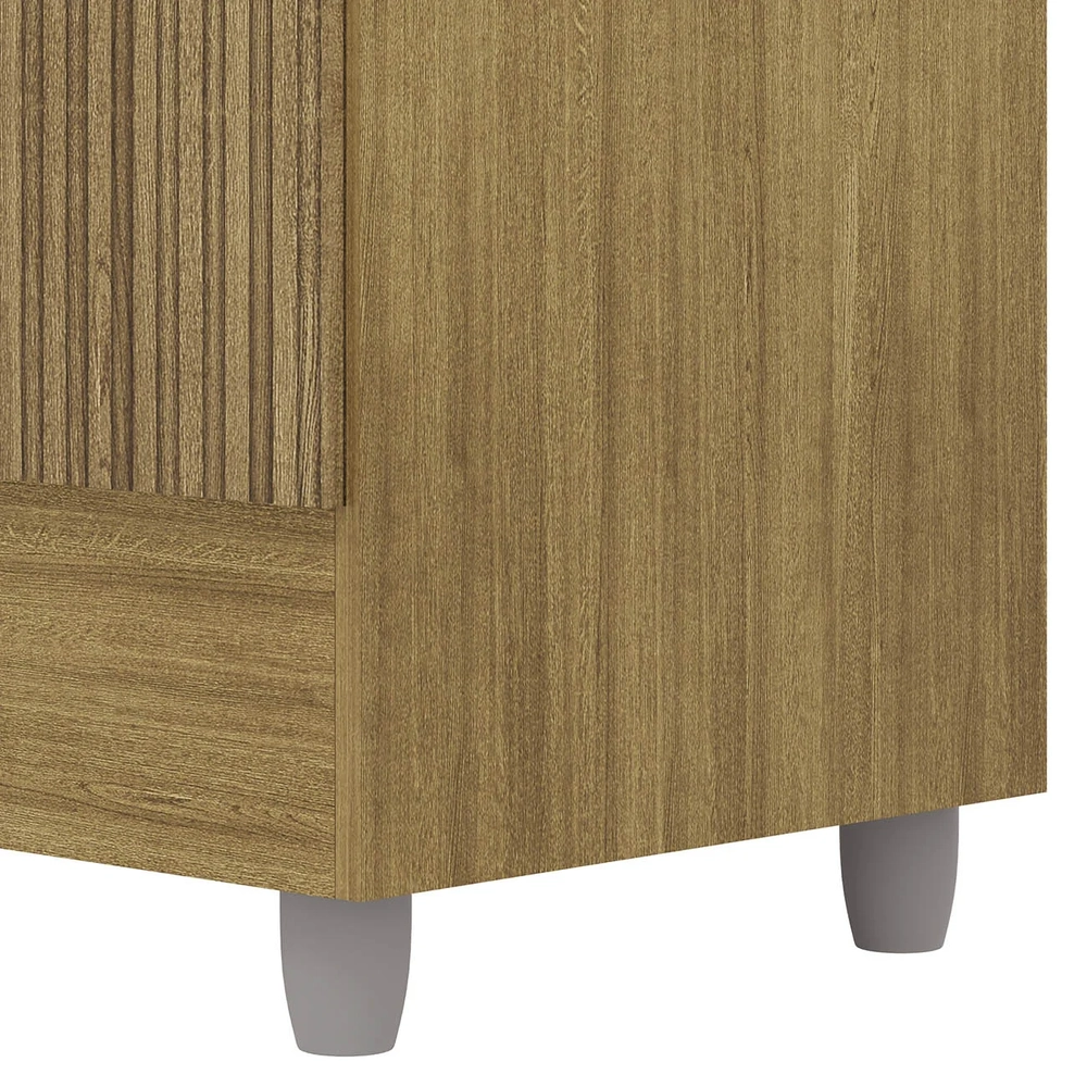 Guarda Roupa Solteiro 154cm Com Espelho Mayra Nature/Champanhe V02 - Mpozenato