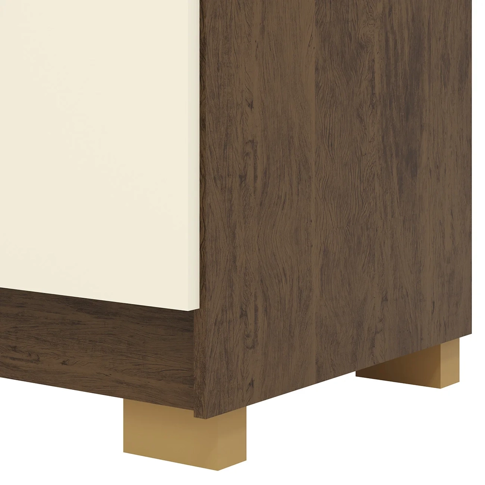Cômoda Quarto Sapateira 2 Portas 4 Gavetas Lírio Imbuia/Champanhe V02 - Mpozenato