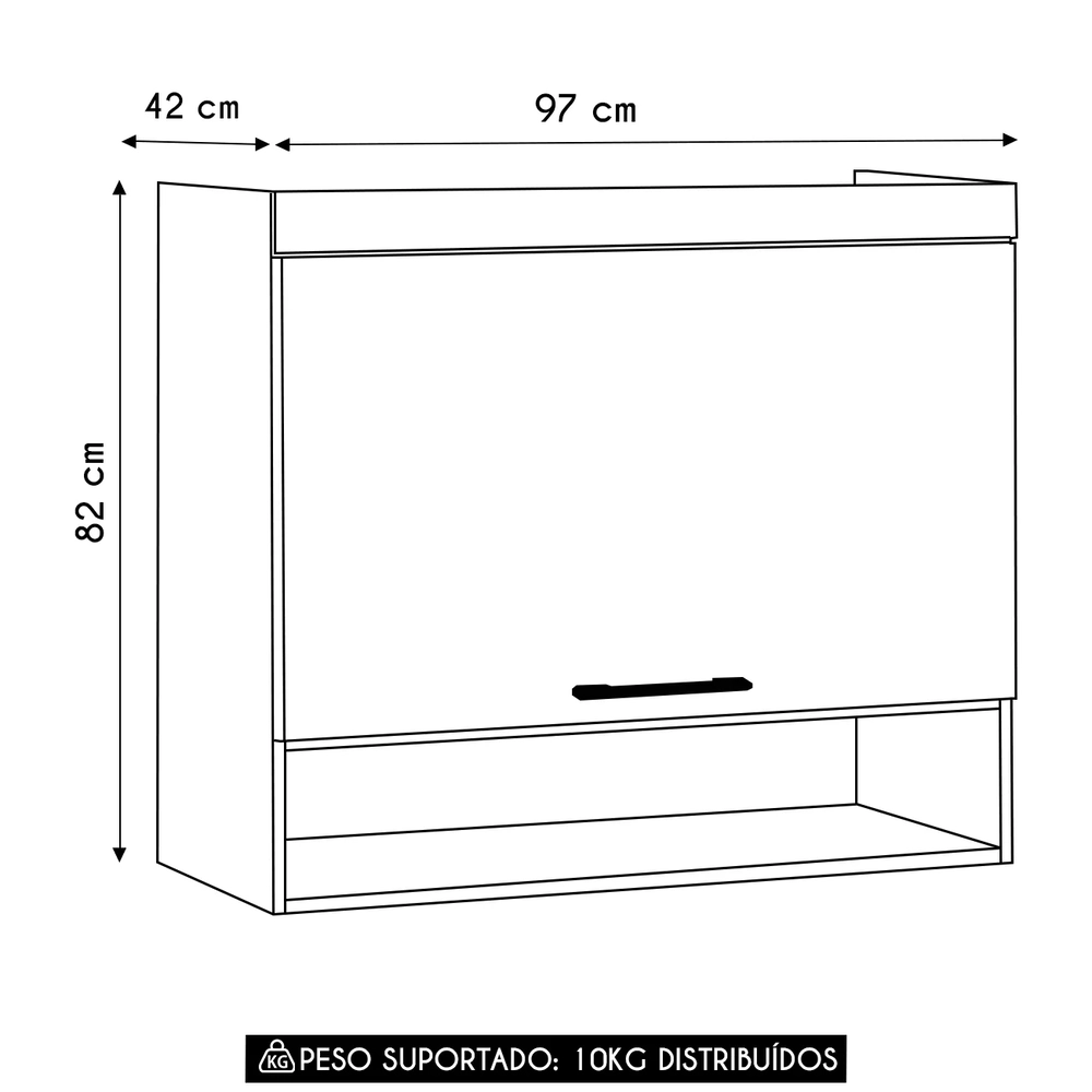 Armário Aéreo Ponte Modulado 97cm Delphi Avelã/Cinnamon L01 - Mpozenato