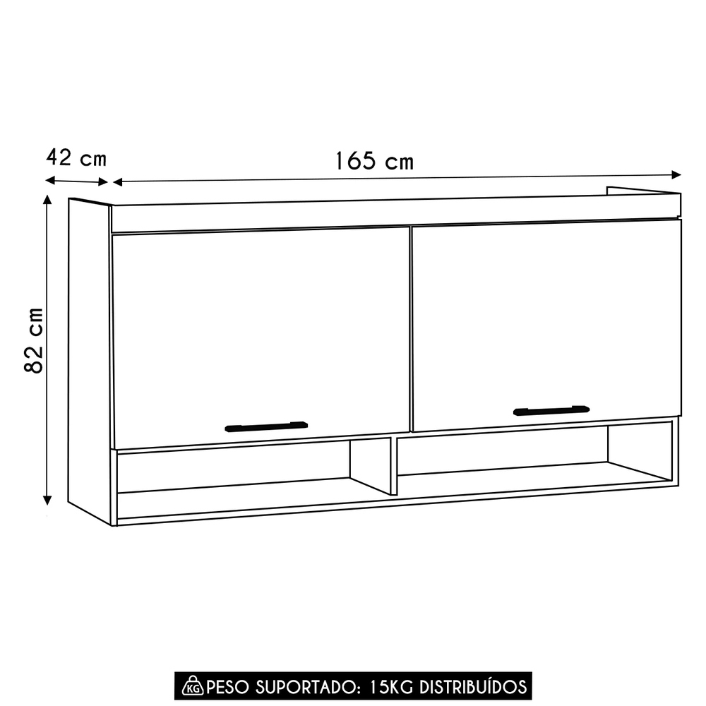 Armário Aéreo Ponte Modulado 165cm Delphi Avelã/Cinnamon L01 - Mpozenato