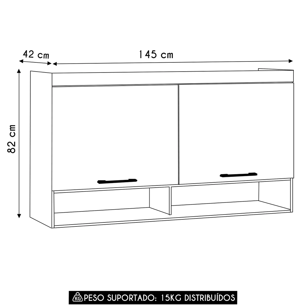 Armário Aéreo Ponte Modulado 145cm Delphi Avelã/Cinnamon L01 - Mpozenato
