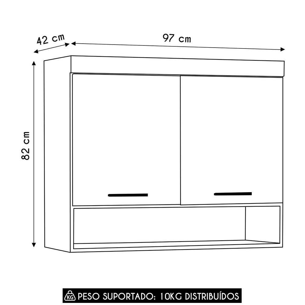 Armário Aéreo Ponte Modulado 97cm Taiga Branco/Cinnamon L01 - Mpozenato