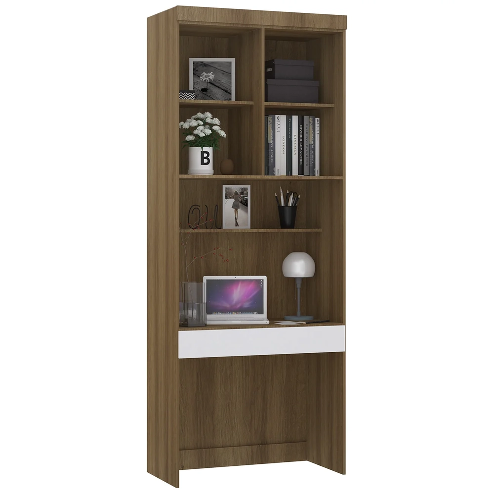 Escrivaninha Bancada Estudo Modulada 90cm Delphi Avelã/Branco L01 - Mpozenato