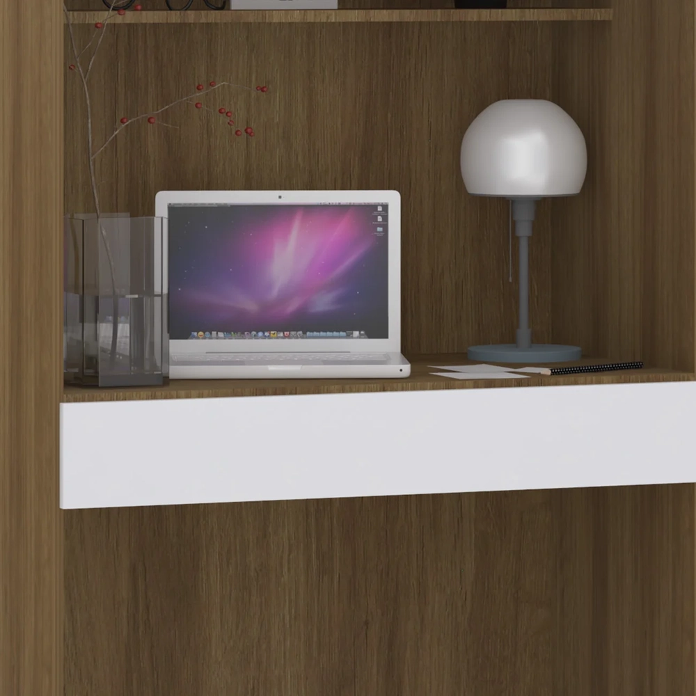 Escrivaninha Bancada Estudo Modulada 90cm Delphi Avelã/Branco L01 - Mpozenato