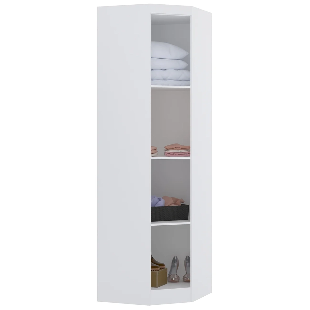 Guarda Roupa Canto Obliquo 70cm Espelho Taiga Branco L01    - Mpozenato