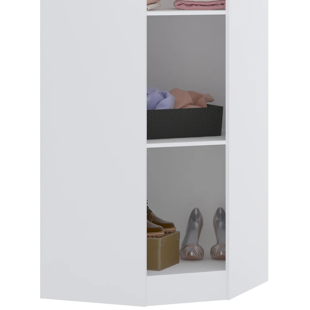 Guarda Roupa Canto Obliquo 70cm 1 Porta Taiga Branco/Cinnamon L01  - Mpozenato