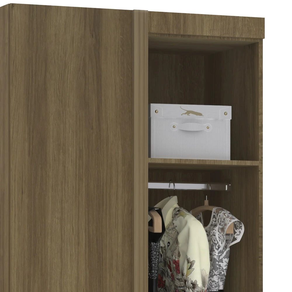 Guarda Roupa Canto Reto 90cm com 1 Porta Delphi Avelã/Branco L01  - Mpozenato