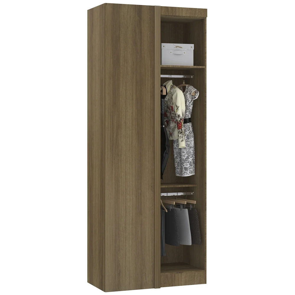 Guarda Roupa Canto Reto 90cm com 1 Porta Delphi Avelã/Cinnamon L01 - Mpozenato