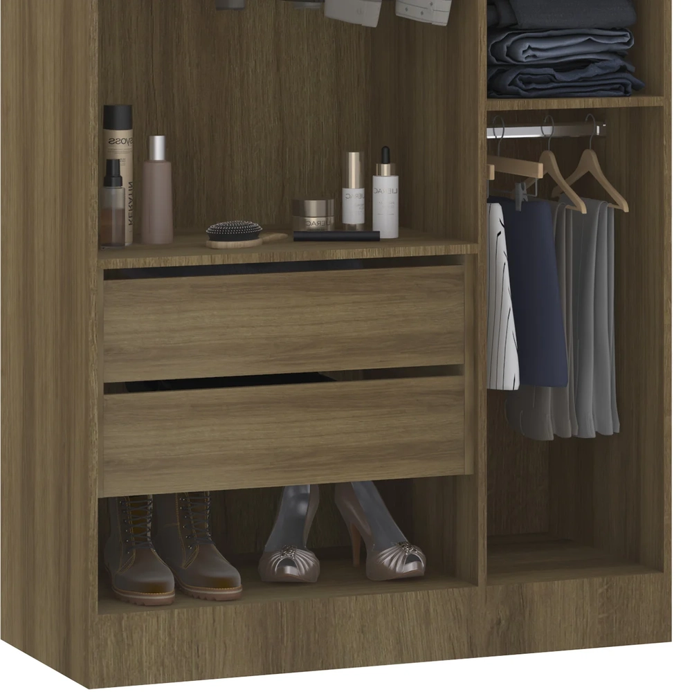 Guarda Roupa Modulado 102cm com 3 Portas Delphi Avelã/Cinnamon L01 - Mpozenato