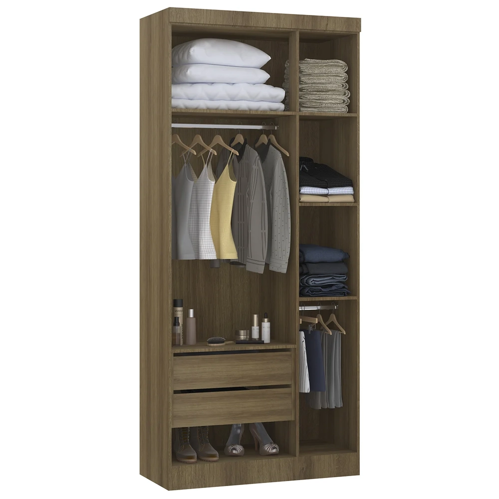 Guarda Roupa Modulado 102cm com 3 Portas Delphi Avelã/Branco L01   - Mpozenato