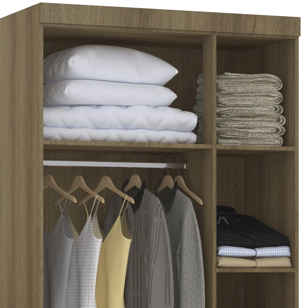 Guarda Roupa Modulado 102cm com 3 Portas Delphi Avelã/Branco L01   - Mpozenato