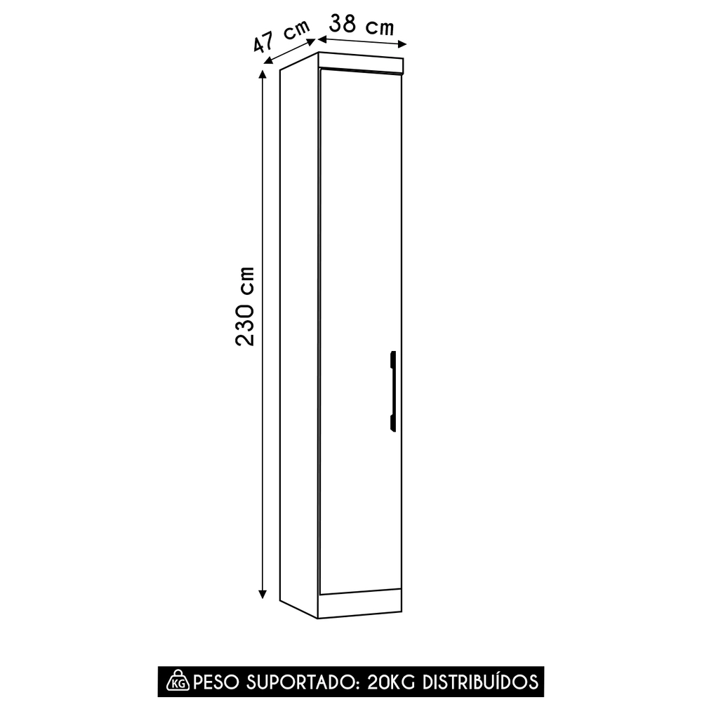 Guarda Roupa Modulado 38cm com 1 Porta Delphi Avelã/Cinnamon L01  - Mpozenato