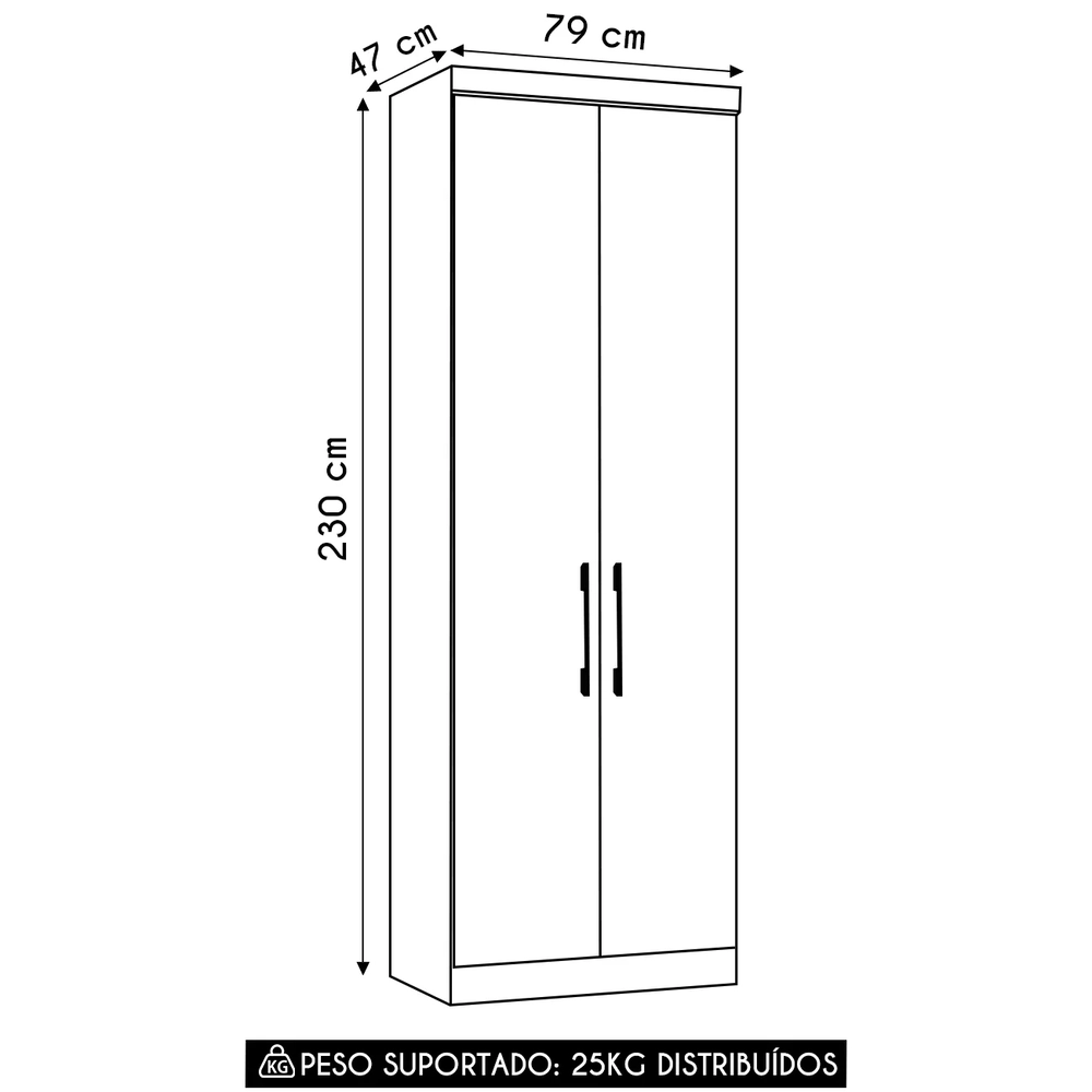 Guarda Roupa Modulado 79cm com 2 Portas Delphi Avelã/Cinnamon L01 - Mpozenato