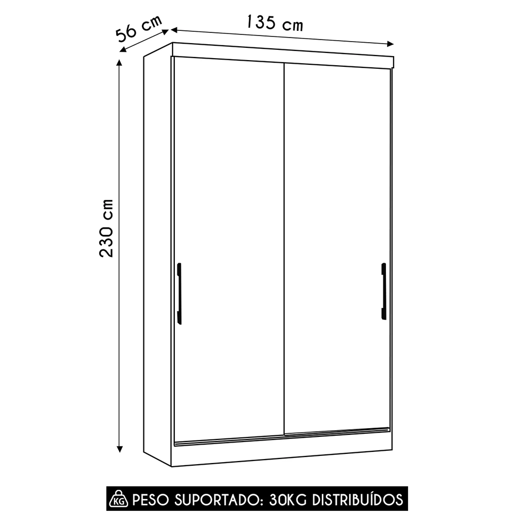 Guarda Roupa Solteiro 135cm 2 Portas 3 Gavetas Delphi Avelã L01 - Mpozenato